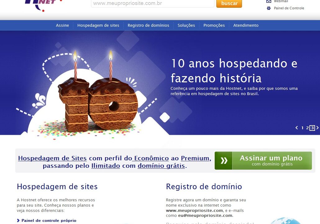 Site Hostnet 10 Anos